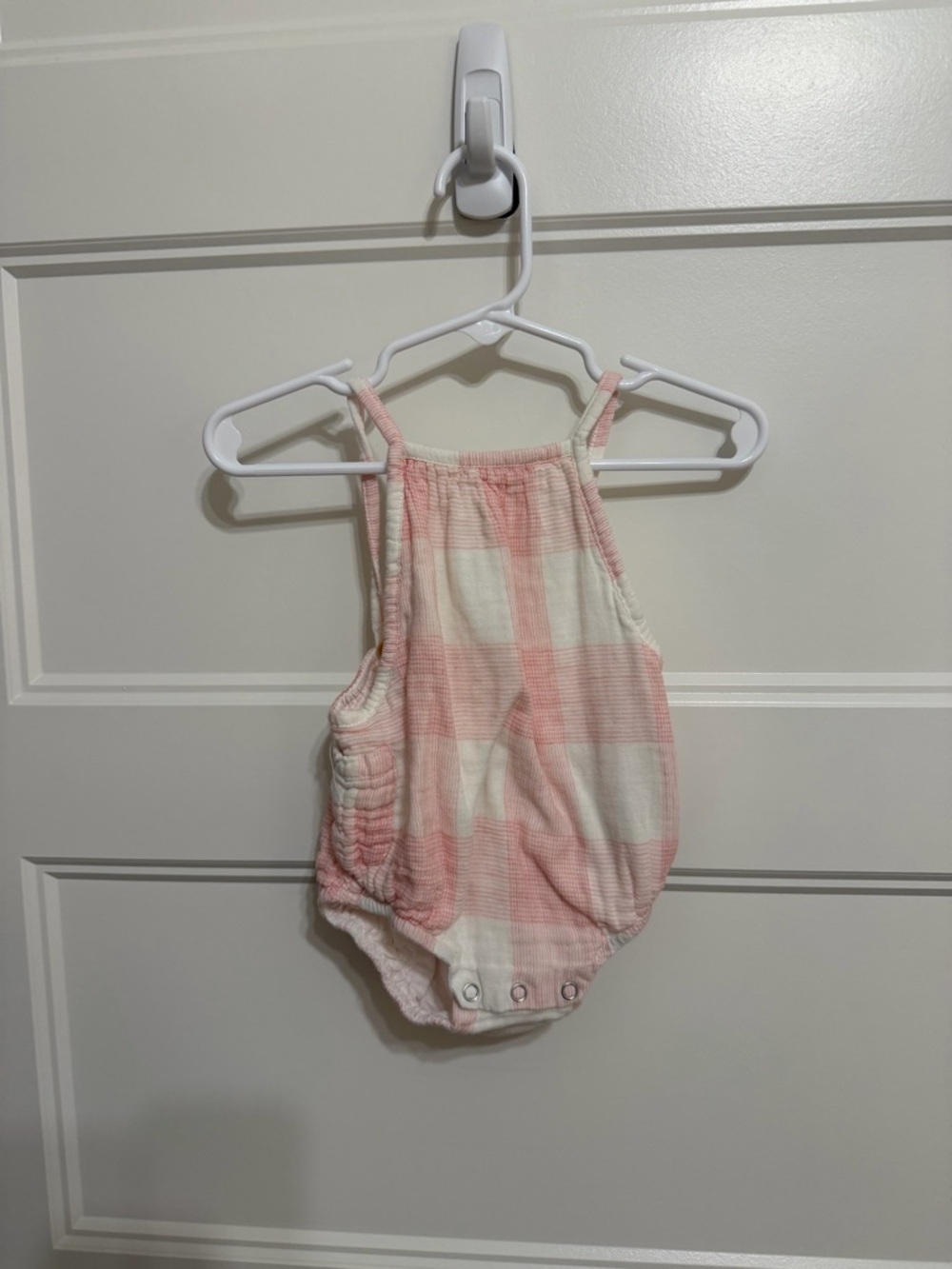 Pink and White Gingham Baby One-Piece